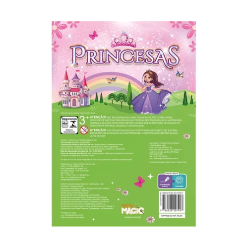 Livro de Colorir Infantil Princesas c/ 12 Lápis de Cor